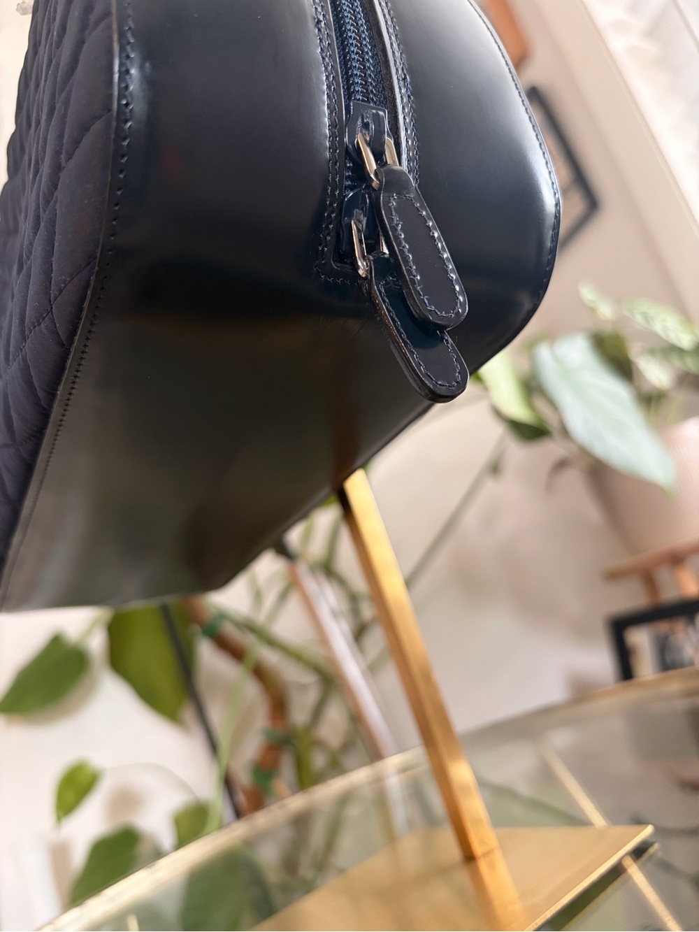 Vintage BALLY Black Quilted Nylon & Leather Satchel Shoulder Bag NWT - Picture 9 of 13